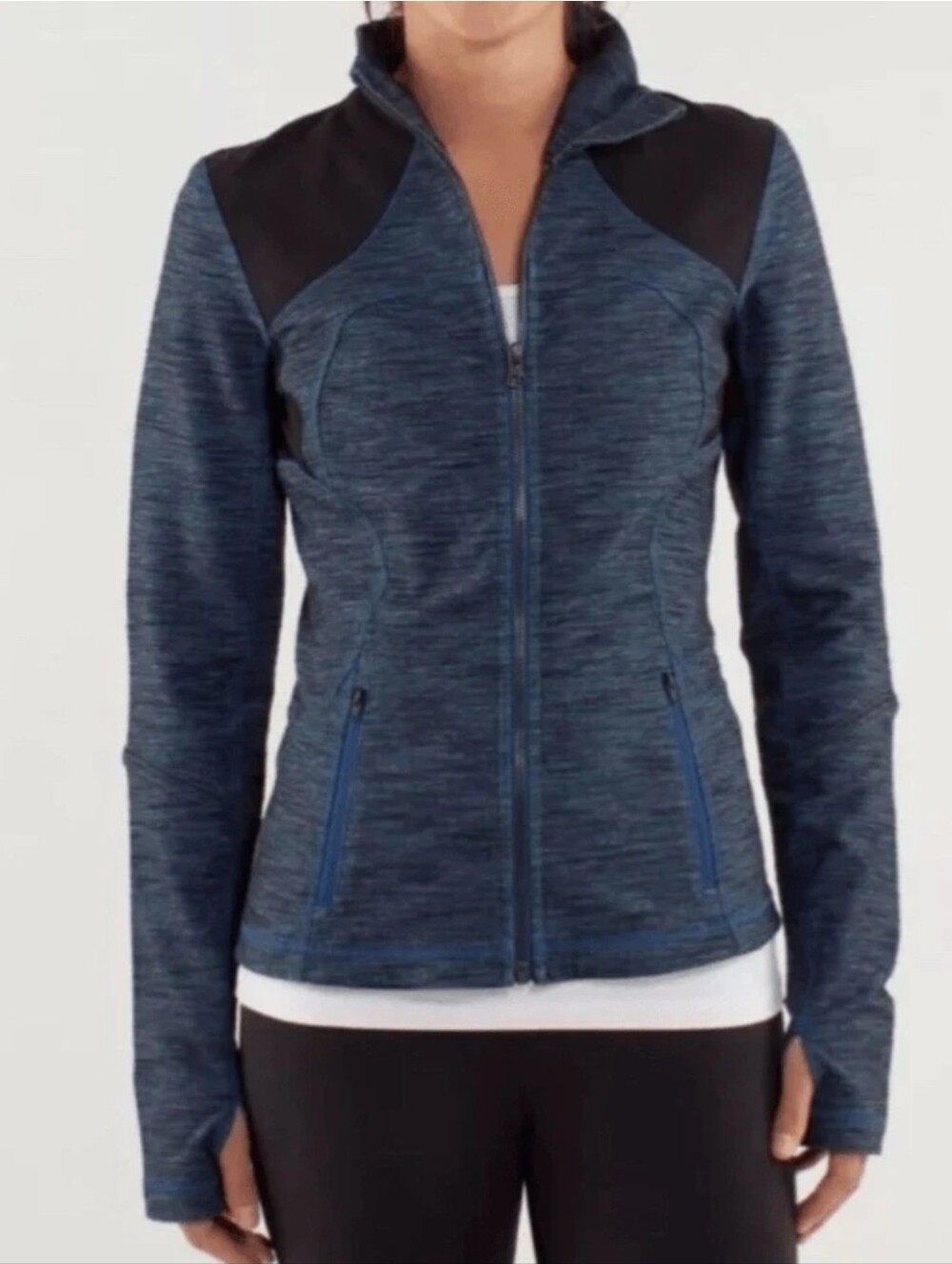 Lululemon  Define Forme Jacket Sz 10 In Slub Denim Limitless Blue/Black 1708